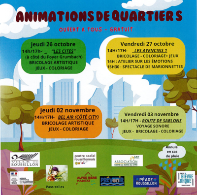 Animations de Quartiers : Oct. & Nov. 23