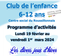 [Club de l&rsquo;enfance] Programme des Vacances d&rsquo;hiver 2024