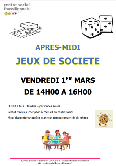 1 Mars 24 – Après-midi Jeux de société
