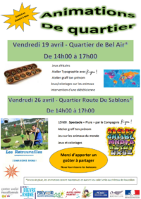 19 et 26 Avr. 24 – Animations de quartier