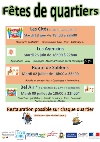 Juin & Juil. 24 – Animations de quartiers
