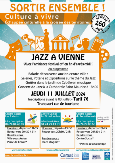 SORTIR ENSEMBLE – 11 Juil. 24 [+60 ans] : Jazz à Vienne
