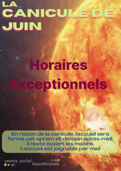 01-02 Juil. 25 | Horaires Canicule