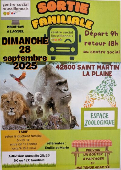 28 Sept. 25 | Sortie Familiale : Espace Zoologique