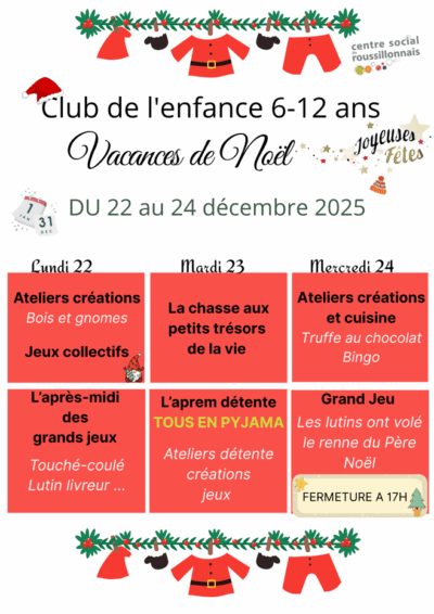 Décembre 25 | Club de l’enfance (6-12 ans)